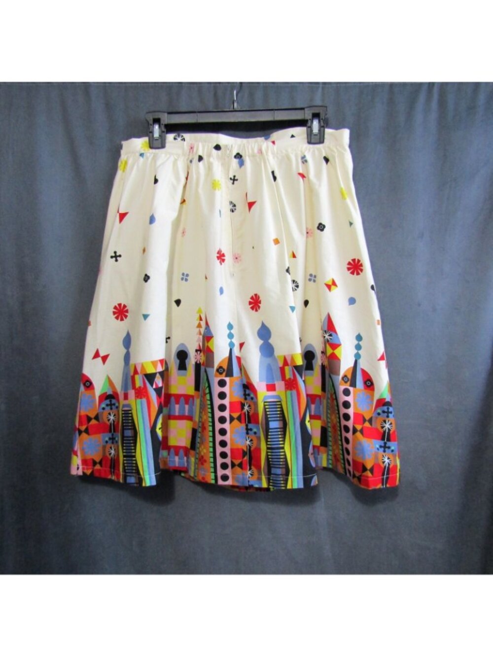 ModCloth Womens L Cotton Graphic Border Print Skirt Novelty Castle Retro New - Picture 5 of 14